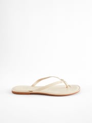 Bone White Standard/Wide Fit Forever Comfort® Bow Detail Leather Flip Flops - Image 2 of 6