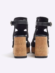 River Island Black Cut-Out Wedge Shoes Boots - Image 3 of 4