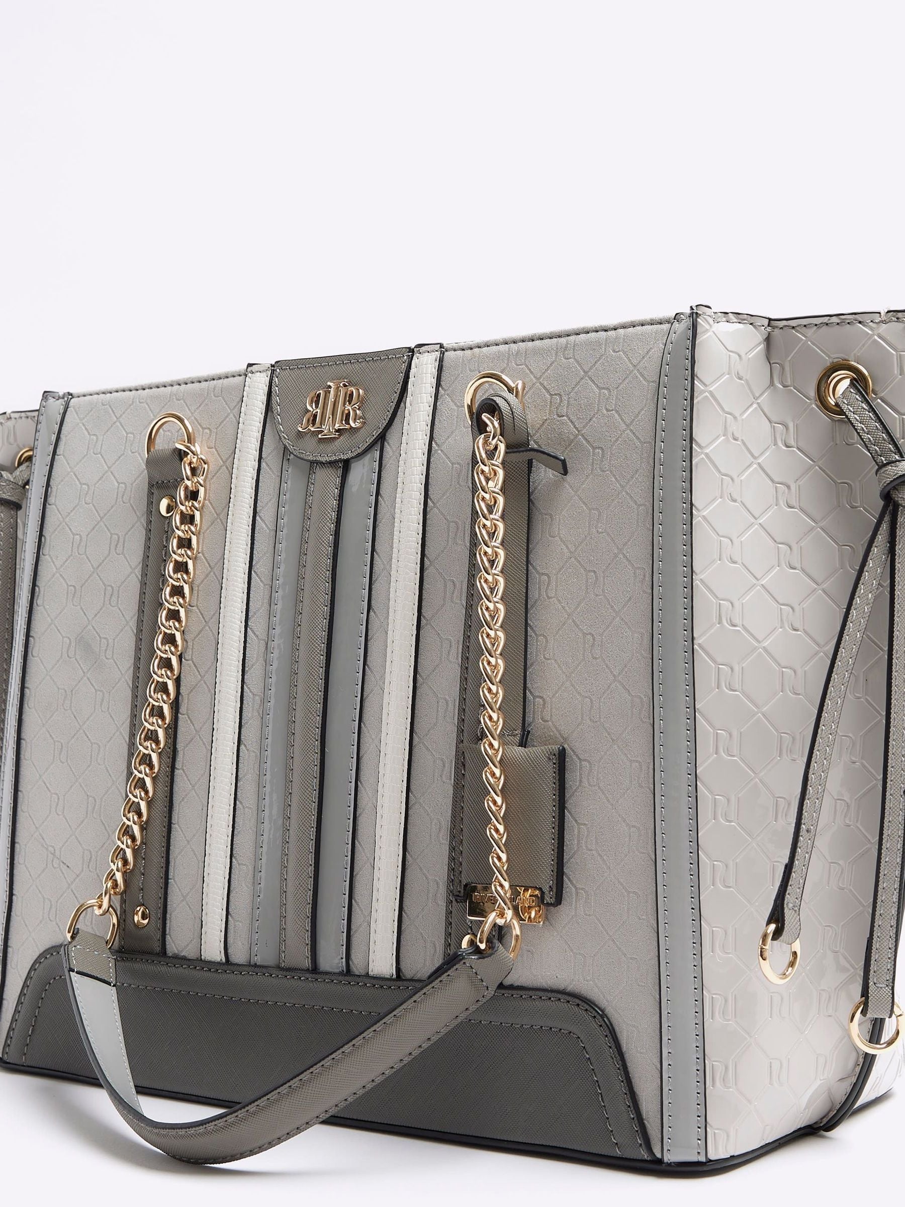 Buy River Island Grey Panelled Wing Tote Bag from Next Denmark