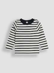 JoJo Maman Bébé Navy Blue 2-Piece Classic Cord Dungarees & Stripe Top Set - Image 4 of 6