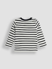 JoJo Maman Bébé Navy Blue 2-Piece Classic Cord Dungarees & Stripe Top Set - Image 5 of 6