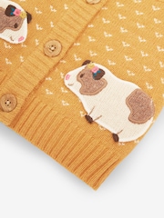 JoJo Maman Bébé Mustard Yellow Guinea Pig Fairisle Pattern Cardigan - Image 2 of 3