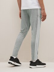 adidas Grey Sportswear Essentials Single Jersey Tapered Open Hem 3-Stripes Joggers - Image 2 of 5