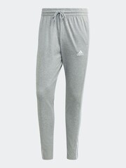adidas Grey Sportswear Essentials Single Jersey Tapered Open Hem 3-Stripes Joggers - Image 5 of 5