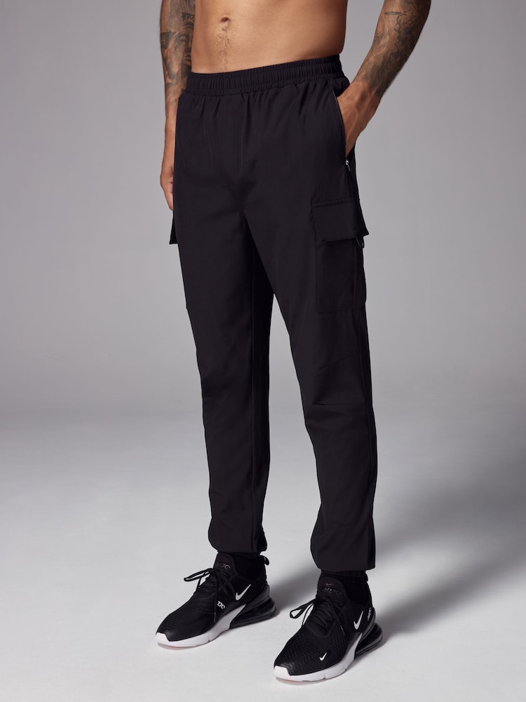 Black Woven Active Cargo Joggers - Image 1 of 11
