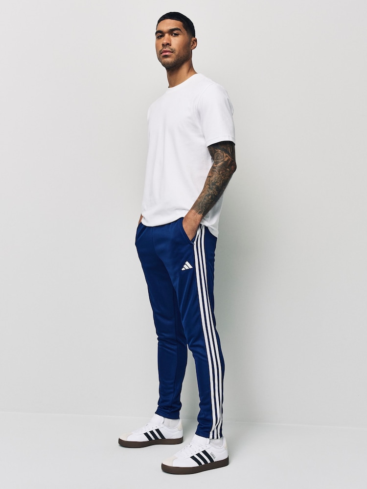 adidas Blue Train Essentials 3-Stripes Training Joggers - Image 2 of 5