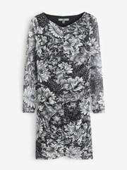 Morris & Co. Monochrome Chrysanthemum Mesh Mini Dress - Image 6 of 7