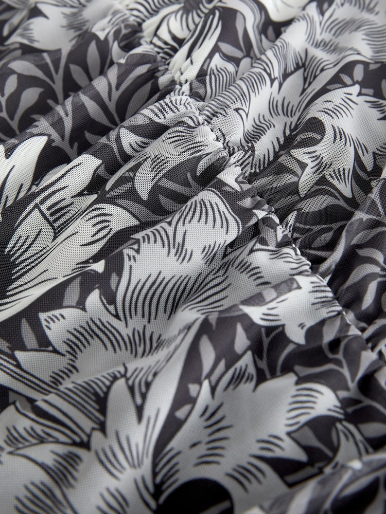Morris & Co. Monochrome Chrysanthemum Mesh Mini Dress - Image 7 of 7