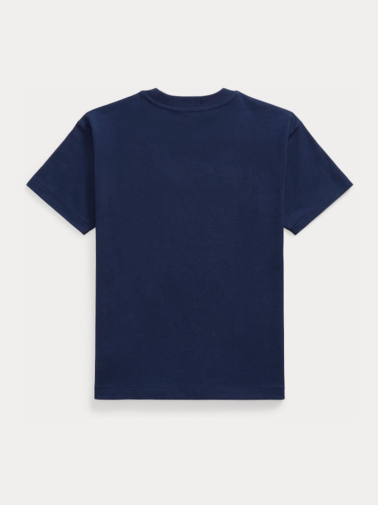 Polo Ralph Lauren Blue Collegiate Logo Jersey T-Shirt - Image 2 of 2 Polo Ralph Lauren Blue Collegiate Logo Jersey T-Shirt - Image 2 of 2
