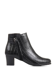 Pavers Wide Fit Heeled Black Ankle Boots - Image 1 of 5