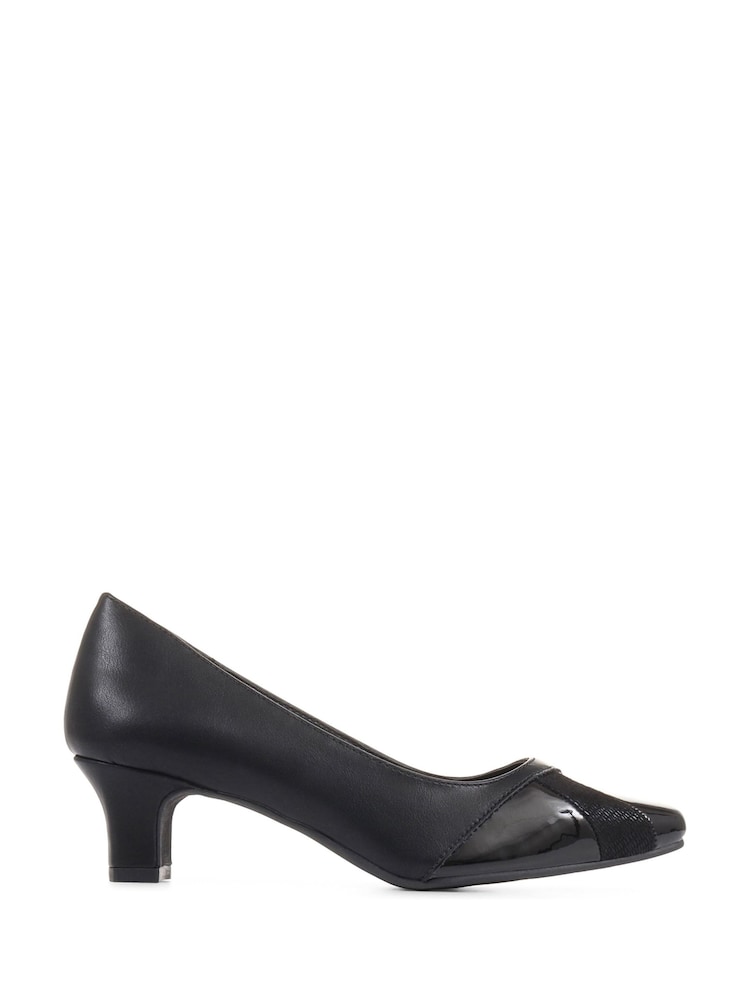 Pavers Black Block Heeled Court Shoes - Image 1 of 5