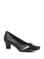 Pavers Black Block Heeled Court Shoes - Image 2 of 5