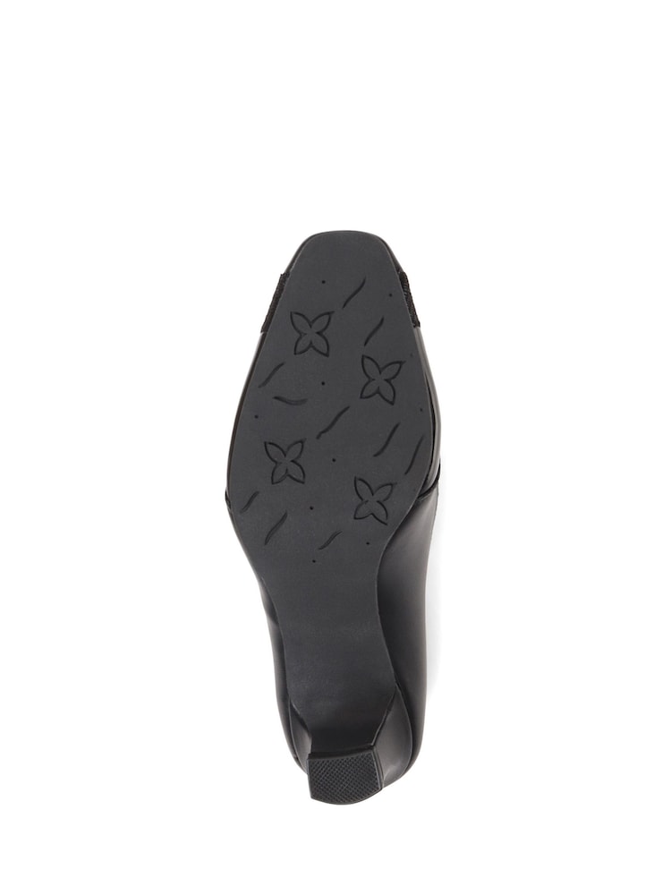 Pavers Black Block Heeled Court Shoes - Image 5 of 5