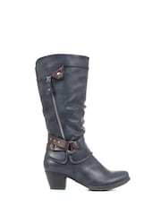 Pavers Blue Pavers Low Heeled Slouch Boots - Image 1 of 5