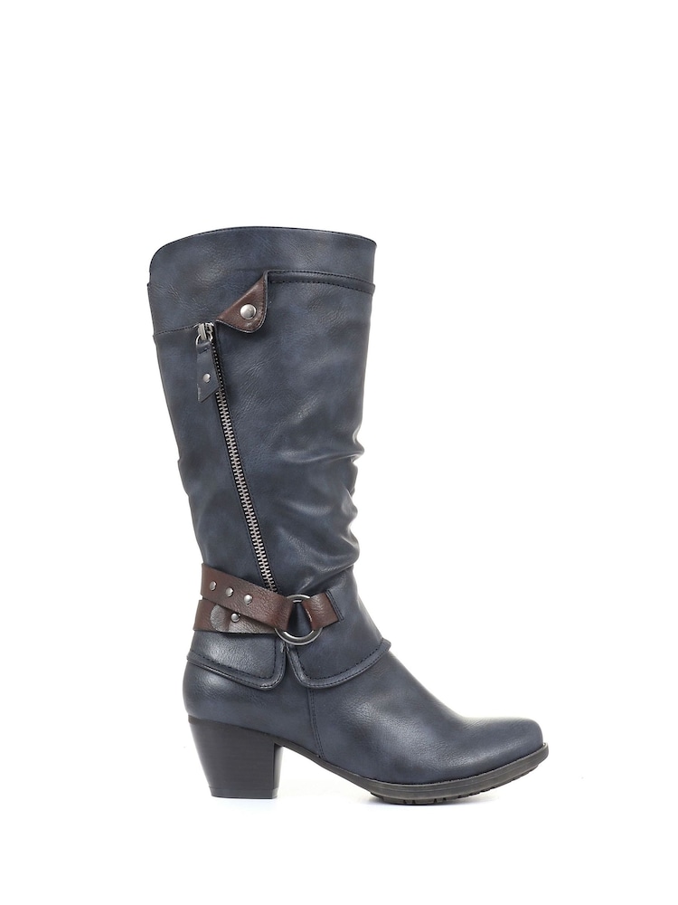 Pavers Blue Pavers Low Heeled Slouch Boots - Image 1 of 5