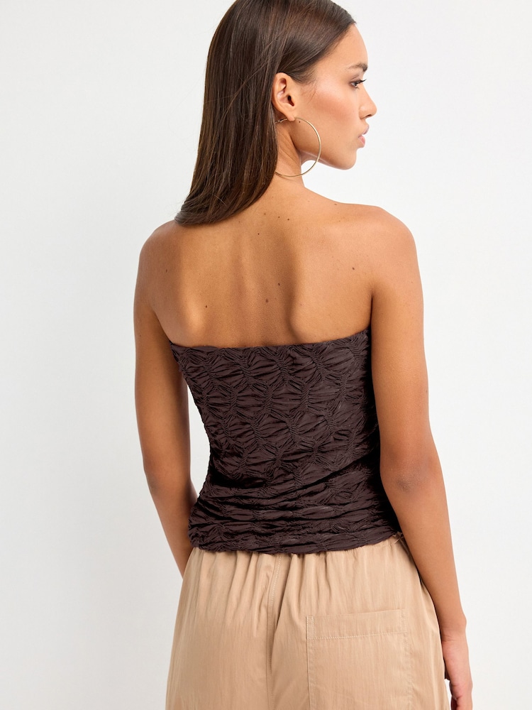 Brown Textured Bandeau Top - Image 2 of 7