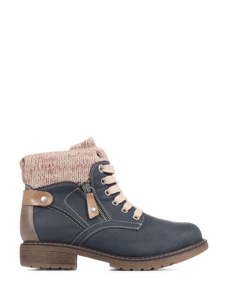 Pavers Blue Lace Up Ankle Boots - Image 1 of 6