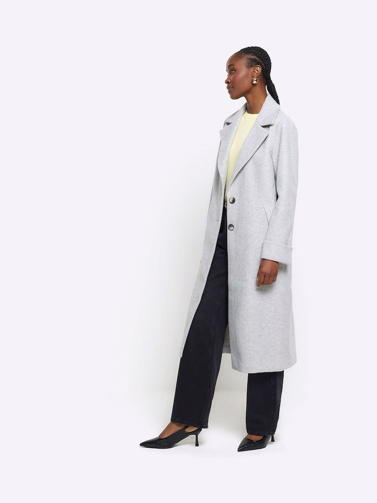 River Island Grey Longline Tailored Coat - Image 2 of 6