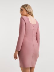 Simply Be Pink Contouring Illusion Corset Bandage Bodycon Dress - Image 2 of 4