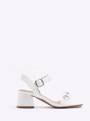 River Island White Snaffle Low Block Heeled Sandals - Image 1 of 4