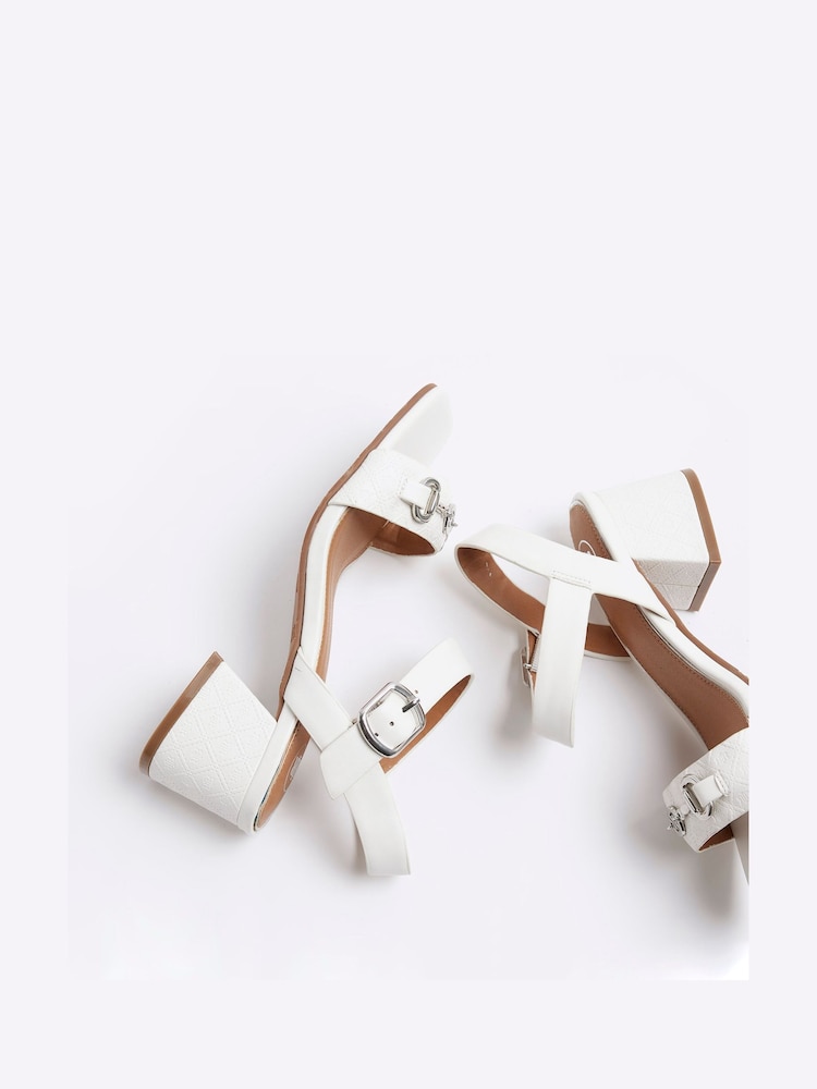 River Island White Snaffle Low Block Heeled Sandals - Image 4 of 4 River Island White Snaffle Low Block Heeled Sandals - Image 4 of 4