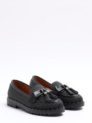 River Island Black Bow Tassel Raffia Loafers - Image 2 of 4