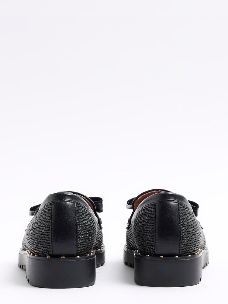 River Island Black Bow Tassel Raffia Loafers - Image 4 of 4