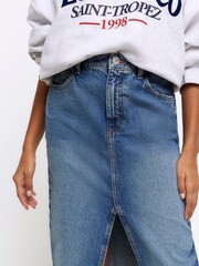 River Island Blue Slit Hem Denim Maxi Skirt - Image 3 of 5
