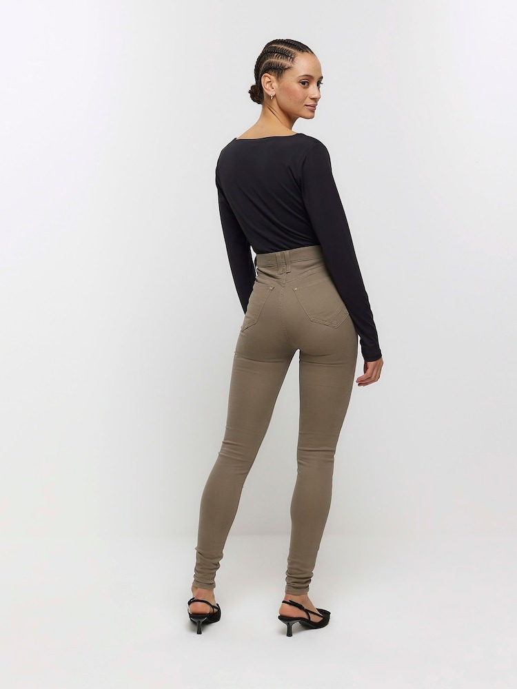 River Island Green High Rise Skinny carpenter Jeans - Image 2 of 7