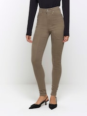 River Island Green High Rise Skinny carpenter Jeans - Image 4 of 7
