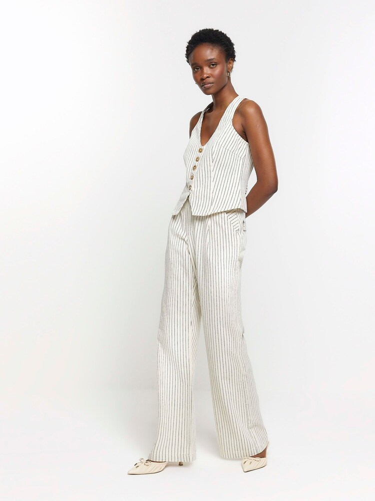 River Island White Stripe Tailored Jeans - Image 1 of 6
