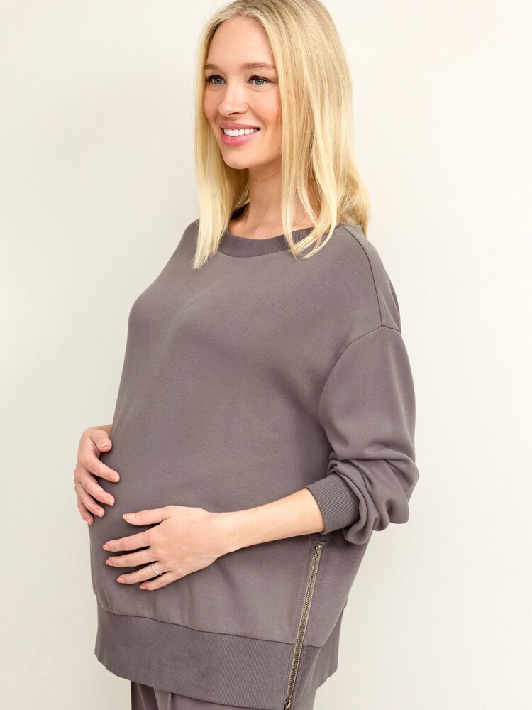 Mocha Brown Maternity Co-ord Sweatshirt - Image 2 of 4