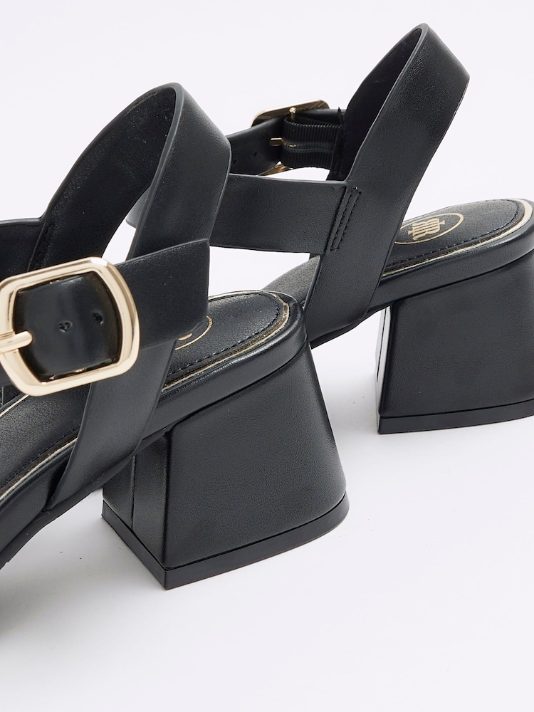 River Island Black Snaffle Low Block Heeled Sandals - Image 2 of 4