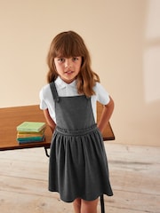 Grey Jersey Stretch Frill Detail School Pinafore (3-14yrs) - Image 1 of 7