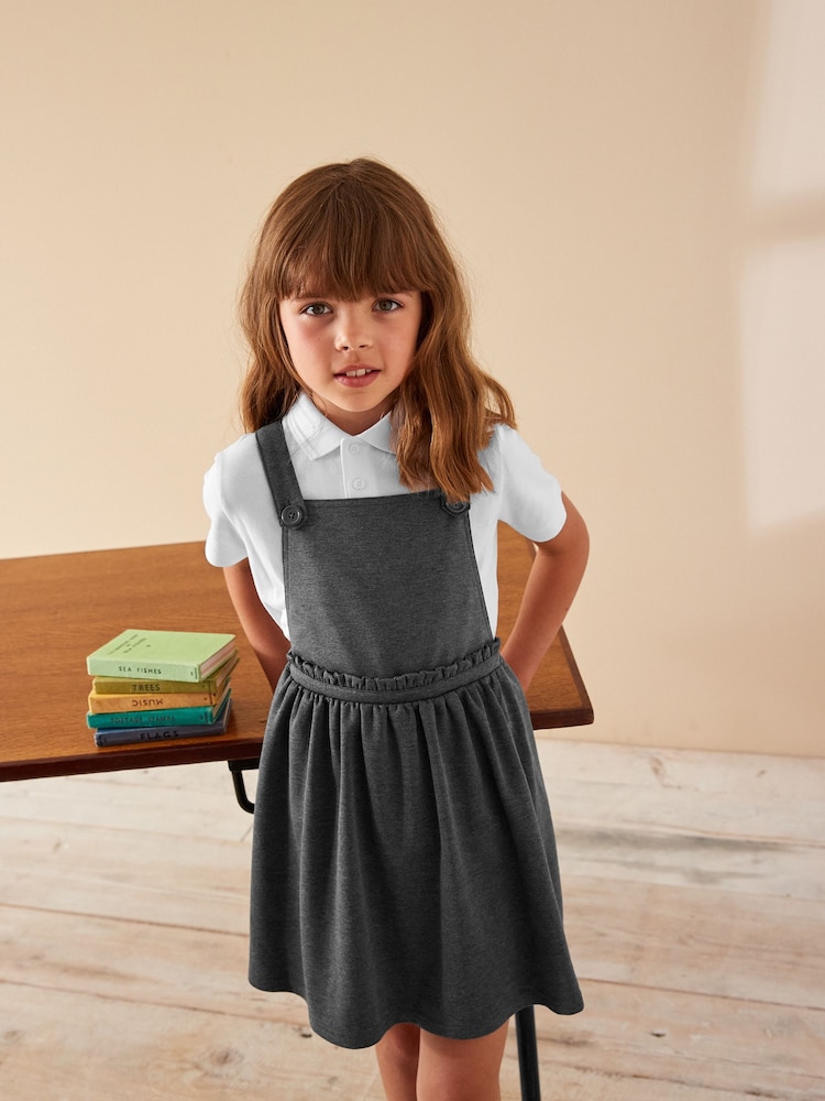 Grey Jersey Stretch Frill Detail School Pinafore (3-14yrs) - Image 1 of 7