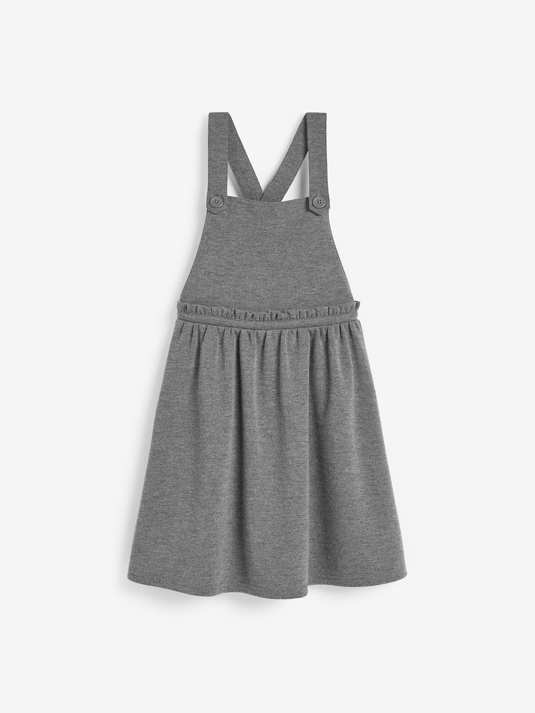 Buy Grey Jersey Stretch Frill Detail School Pinafore (3-14yrs
