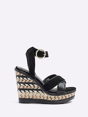 River Island Black Espadrille Wedge Sandals - Image 1 of 4