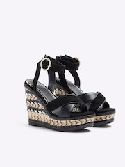 River Island Black Espadrille Wedge Sandals - Image 2 of 4