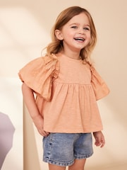 Rust Pink Short Sleeve Embroidered Blouse (3mths-7yrs) - Image 1 of 7