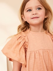Rust Pink Short Sleeve Embroidered Blouse (3mths-7yrs) - Image 3 of 7