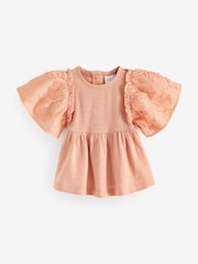 Rust Pink Short Sleeve Embroidered Blouse (3mths-7yrs) - Image 5 of 7