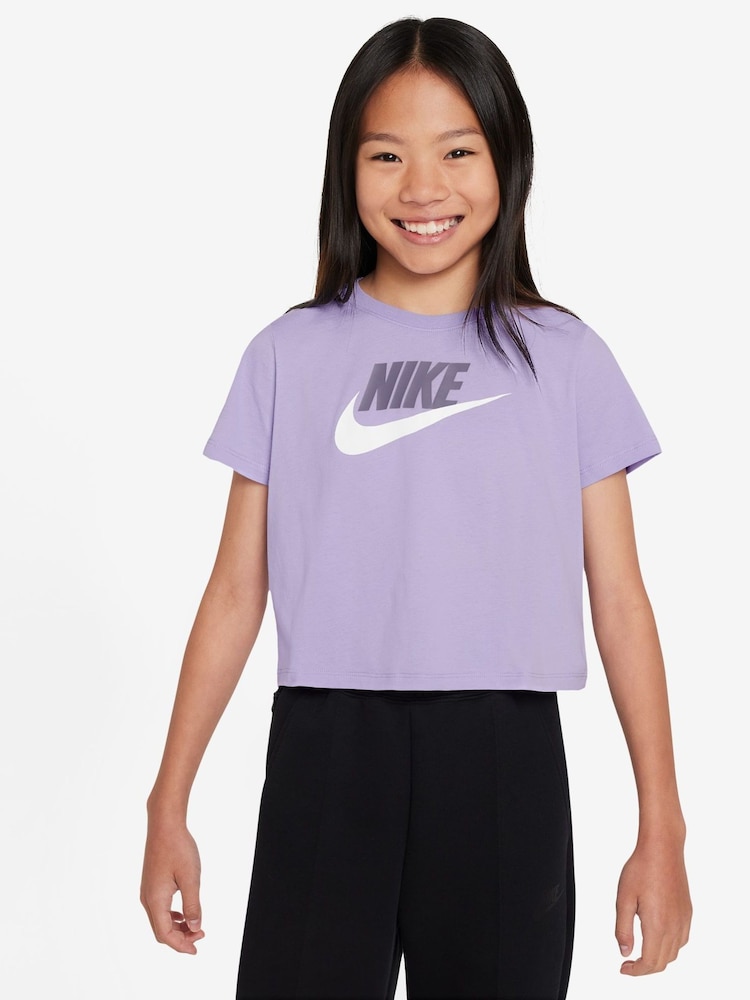 Nike Purple Futura Cropped 100% Cotton T-Shirt - Image 1 of 4