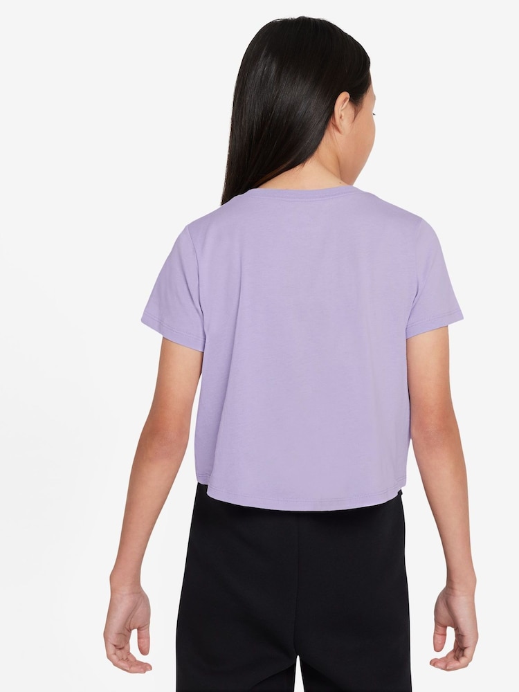Nike Purple Futura Cropped 100% Cotton T-Shirt - Image 2 of 4 Nike Purple Futura Cropped 100% Cotton T-Shirt - Image 2 of 4