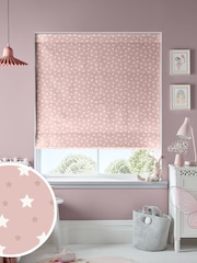 Blush Pink 100% Cotton Ditsy Stars Made To Measure Roman Blinds - Image 1 of 6