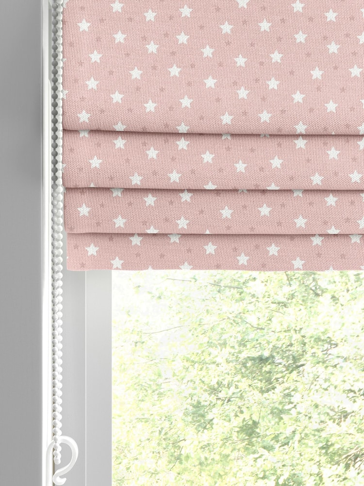 Blush Pink 100% Cotton Ditsy Stars Made To Measure Roman Blinds - Image 2 of 6
