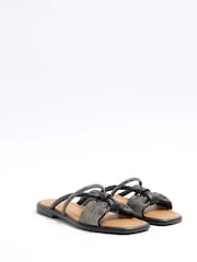 River Island Black Diamonte Bow Flat Sandals - Image 2 of 4