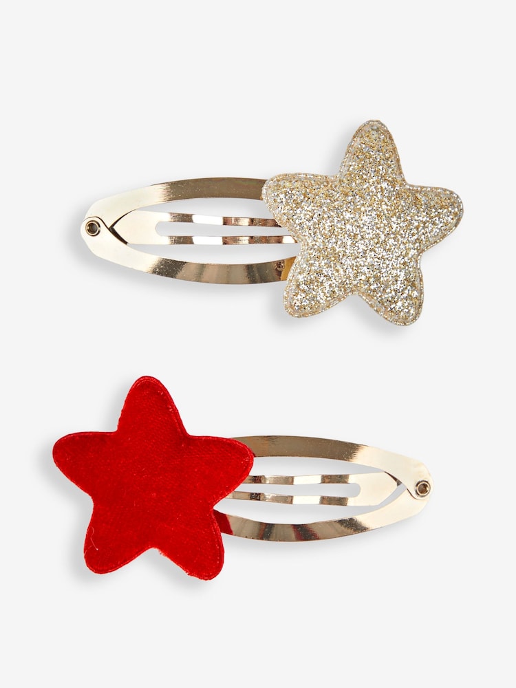 JoJo Maman Bébé Red 2-Pack Star Clips - Image 1 of 2 JoJo Maman Bébé Red 2-Pack Star Clips - Image 1 of 2