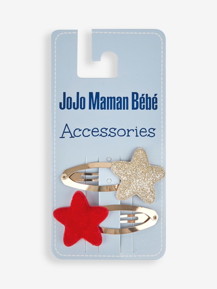 JoJo Maman Bébé Red 2-Pack Star Clips - Image 2 of 2 JoJo Maman Bébé Red 2-Pack Star Clips - Image 2 of 2