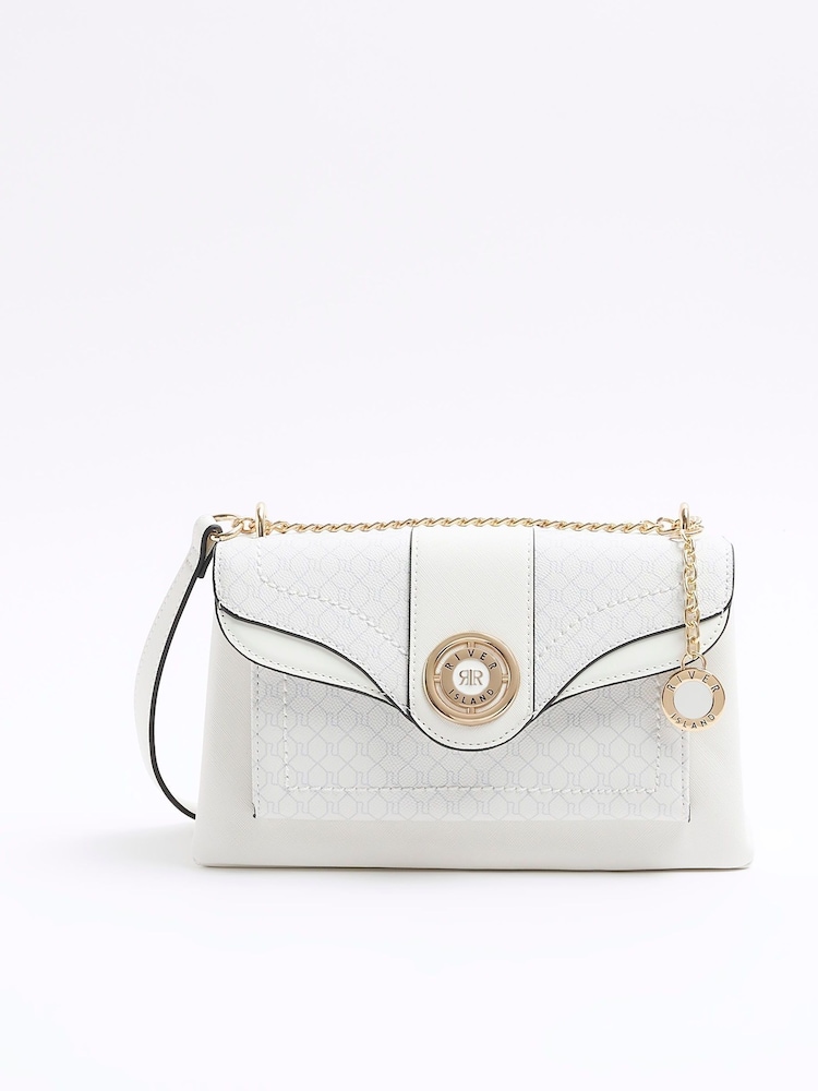 River Island White Monogram Pocket Shoulder Bag - Image 1 of 4