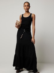 River Island Black 100% Cotton Feel Skirt - Image 1 of 6
